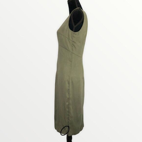 Milly Seamed Shift Dress in Olive Green - Picture 9 of 14